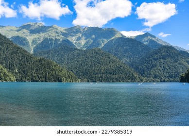 Beautiful mountain Lake Ritsa. Lake Ritsa in the Caucasus Mountains, in the north-western part of Abkhazia. - Shutterstock ID 2279385319