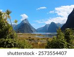 Beautiful mountain landscape at Milford Sound - Fiordland National Park, South Island of New Zealand