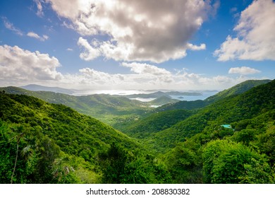 Beautiful Mountain Landscape View Of Eastern Saint John In The United States Virgin Islands.