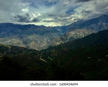 Beautiful mountain range with clouds 