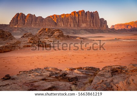 Beautiful mountain range in Wadi Rum, Jordan
