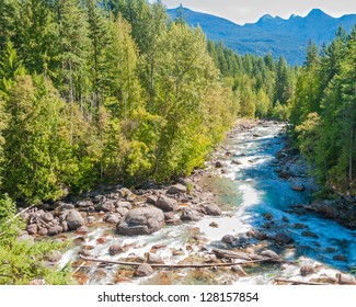Beautiful Mountain River in Vancouver, British Columbia, Canada.