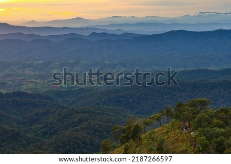 Beautiful mountain scenery. Camping and trekking at Ton Sak Yai Park, Uttaradit Province, Thailand.