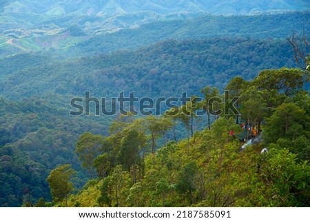 Beautiful mountain scenery. Camping and trekking at Ton Sak Yai Park, Uttaradit Province, Thailand.