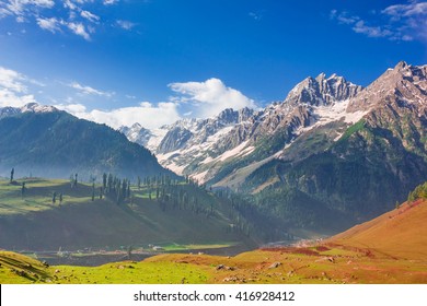 Beautiful Mountain View With Snow Of Sonamarg, Jammu And Kashmir State, India