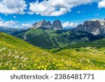 Beautiful mountains in Canazei Val di Fassa Trentino, Italy