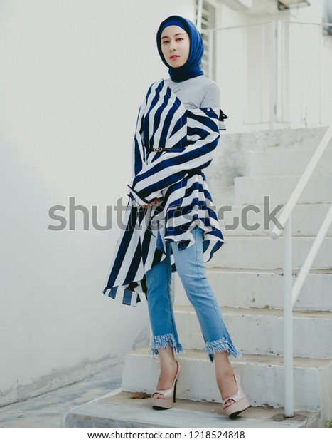 Beautiful Muslim Girl Wearing Hijab Casual Stock Photo Edit Now