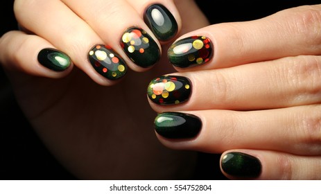 beautiful nail design  gradient confetti