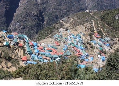 Beautiful Namche Bazar Sherpa Village During Everest Base Camp Trekking Nepal Asia. Photo Taken On May 2019