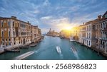 Beautiful narrow canal with silky water in Venice, Italy