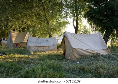 Beautiful and natural camping site on a bright summer day