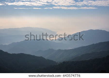 Beautiful natural landscape , High mountain in the morning. Thailand