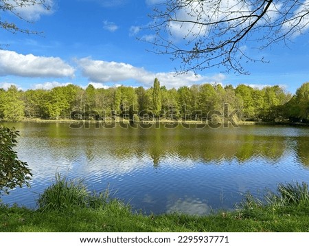 Beautiful natural scenery on a lake in Normandy France