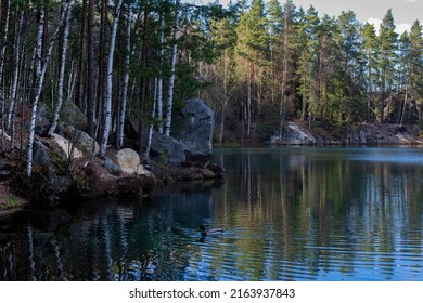 Beautiful nature of Adrspach-Teplice Rocks. National Park of Adrspach with Mountain Lakes and Sandstone Rocks Forms.