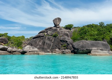 Beautiful nature of the islands in the sunny day with the Andaman Sea background at Similan Islands, island No.8 at Similan national park, Phang nga Thailand