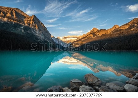 Beautiful nature of Lake Louise in Banff National Park at sunrise, Canada