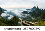 Beautiful nature landscape with mist at Tianmen Shan national park, The famous tourist destination at Zhangjiajie