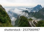 Beautiful nature landscape with mist at Tianmen Shan national park, The famous tourist destination at Zhangjiajie