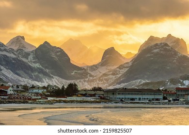 Beautiful Nature Lanscape Of Lofoten In Norway, Europe