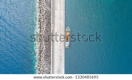 Similar – Image, Stock Photo Aerial Drone View Of Old Shipwreck Ghost Ship Vessel