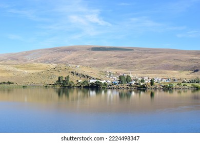 Beautiful nature view of Lake Cildir, which lies in the provinces of Ardahan and Kars in the east of Turkey. Photo taken in September 2022. - Shutterstock ID 2224498347