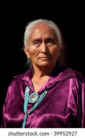 Beautiful Navajo Elder Wearing Handmade Traditional Turquoise Jewelry