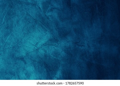 Beautiful Navy Blue Dark Stucco Wall Background. Art Rough Stylized Texture Banner With Space For Text