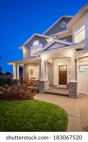 Beautiful New Home Exterior At Night