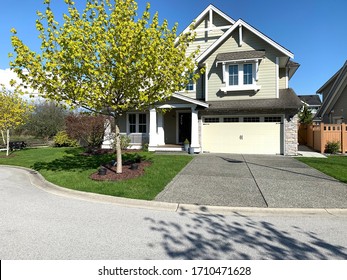 Beautiful New House In Spring Time, On A Quiet Cul-de-sac In British Columbia, Canada. 