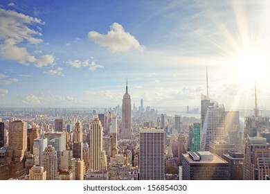 beautiful New York skyline at sunset - Shutterstock ID 156854030