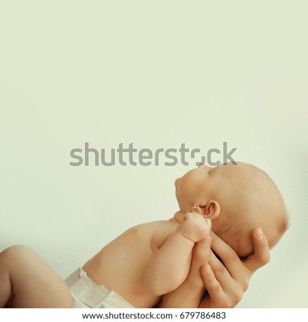 Similar – Newborn sleeping lying on blanket