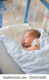 Beautiful Newborn Baby Boy Laying Crib Stock Photo 2163151605 ...