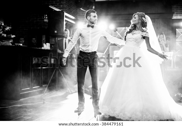 Beautiful Newlywed Couple First Dance Wedding Stock Photo Edit