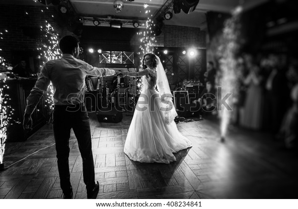 Beautiful Newlywed Couple First Dance Wedding Stock Photo Edit