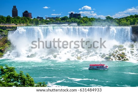 Beautiful Niagara Falls on a clear sunny day. Niagara, Canada