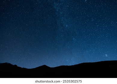 Beautiful night landscape, Bright Milky Way galaxy over the mountains, starry sky.  - Powered by Shutterstock