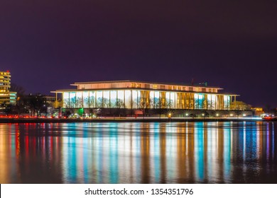 Beautiful Night Shot Of The Kennedy Center In Washington D.C