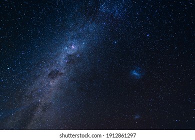 Beautiful night sky with milky way, LMC galaxy and SMC galaxy.