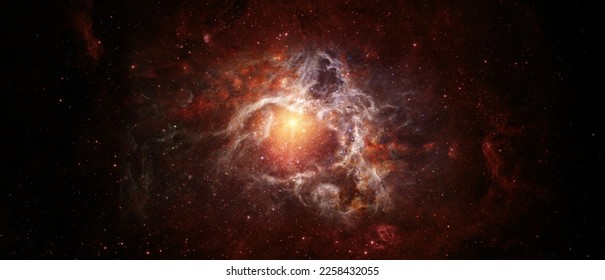 Beautiful night sky, red star and galaxy in the space. Collage on space, science and education items. Elements of this image furnished by NASA. - Shutterstock ID 2258432055