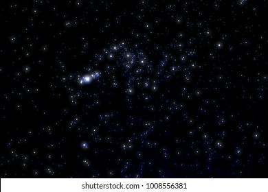 beautiful night sky and stars with radius light, orion belt constellation.