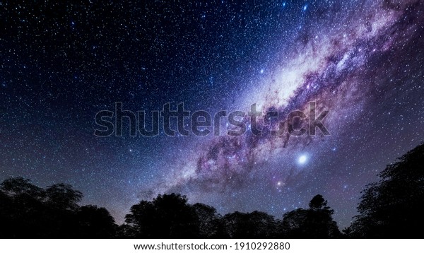 Beautiful night sky.Mountains, rivers, stars and the\
Milky Way 