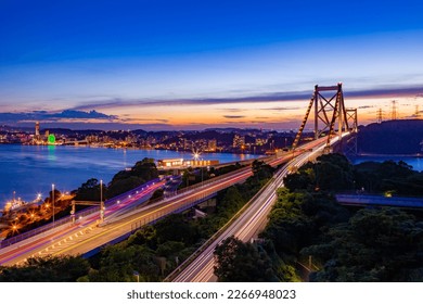 Beautiful night view of Kanmon Kaikyo Bridge - Powered by Shutterstock