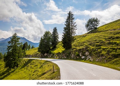 The beautiful Nockalm Road in the Nocky Mountains of the Austrian Alps