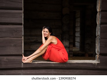 Beautiful Nude Woman Red Dress Posing Stock Photo Shutterstock