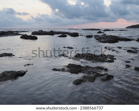 Beautiful ocean view with rocks at Iwatatami gaura in Shimane prefecture. 