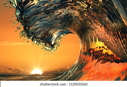 Beautiful ocean wave, sea water rip curl