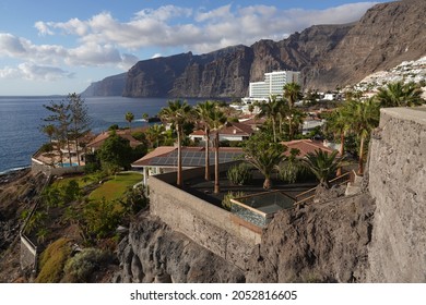 Beautiful Oceanscape with Los Gigantes Cliffs Vegetation and Architecture