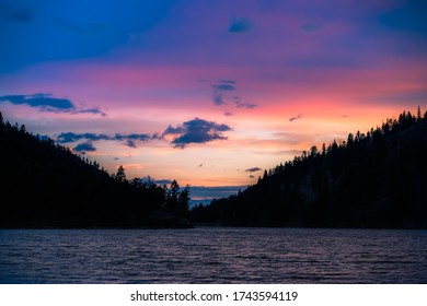  A Beautiful Okanagan Sunset In The Mountains Around Kelowna Bc