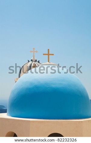 Similar – Image, Stock Photo Chapel with view on Santorini