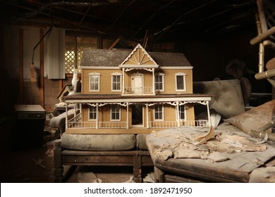 Beautiful Old Dollhouse Photographed In Natural Light.                            